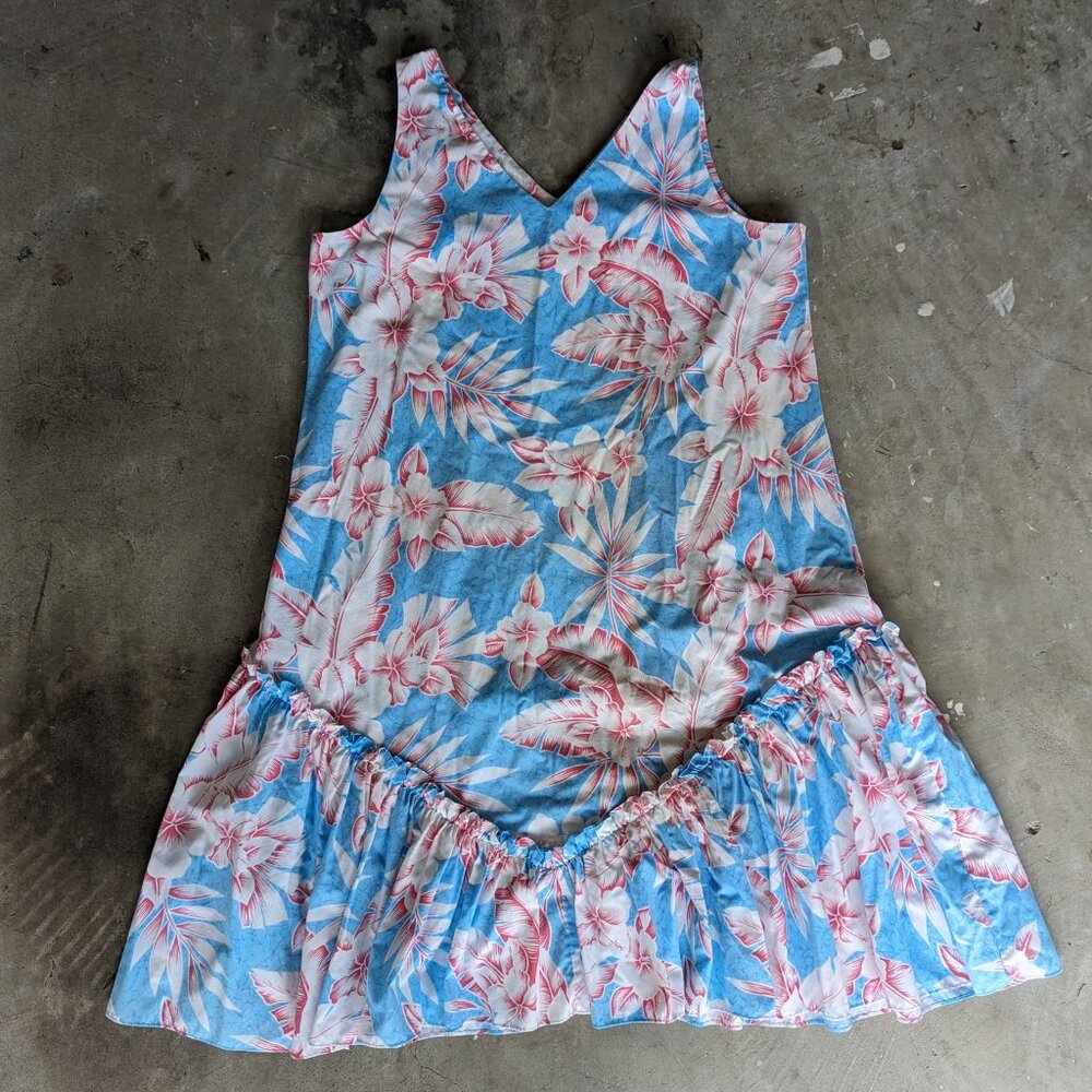 Vintage Hawaiian Dress Size Large Sleeveless Made In Hawaii All Over Print